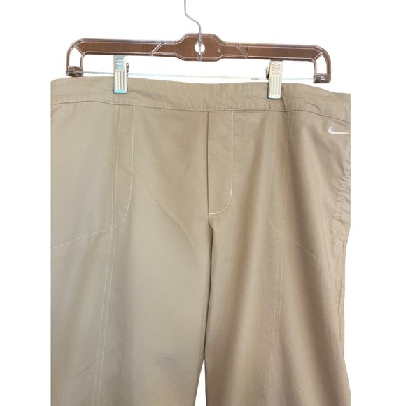 Nike Pants Women Large (12-14) Tan‎ Wide Leg Stretch Button Up Convert to Shorts - Picture 9 of 16